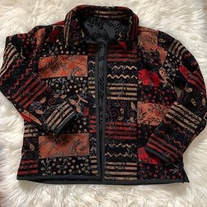 Vintage Autumn Fall Patchwork Patterned & Floral Textured Jacket